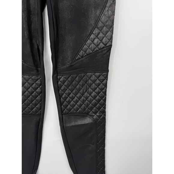 Spanx Leggings Womens Medium Quilted Faux Leather Shiny Pull on Moto Pants - Picture 4 of 9